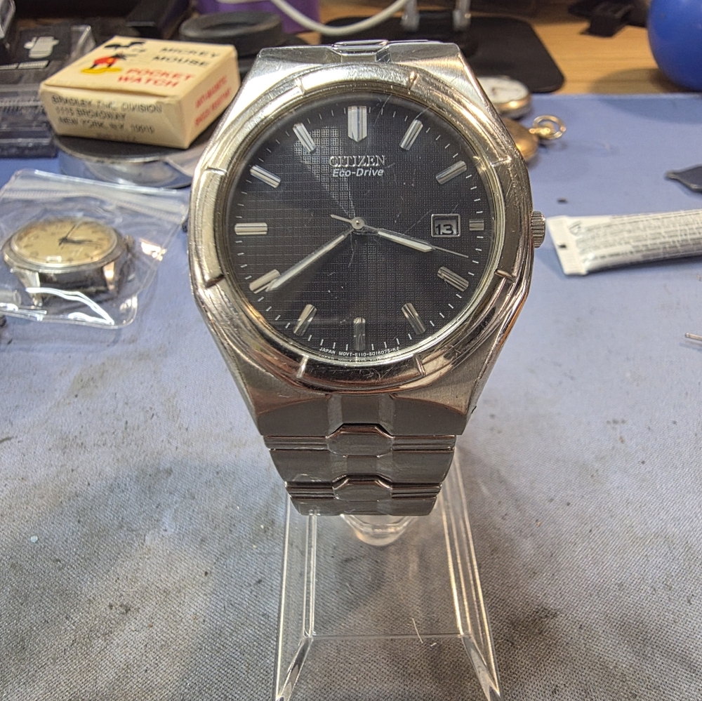 Citizen Eco-Drive Black and Silver Watch